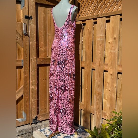 🆕 SIMKHAI 🧿 NWOT Bex Sequined Embellished Maxi Dress, Sorbet Pink - Sz US 8 - Picture 7 of 13
